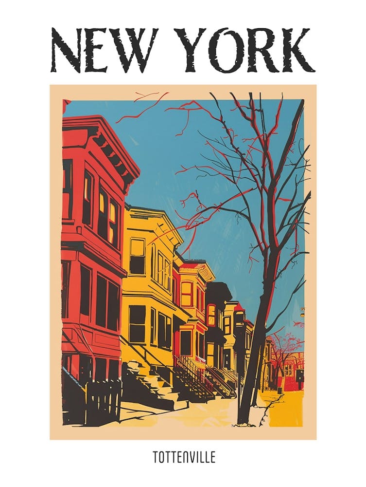 Tottenville New York Colourful Silkscreen Illustration 1 Poster