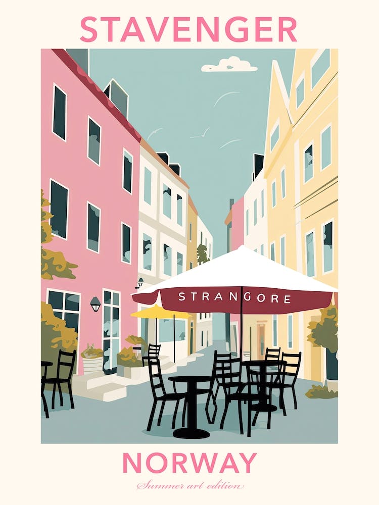 Stavenger, Norway, Flat Pastels Tones Illustration 3 Poster