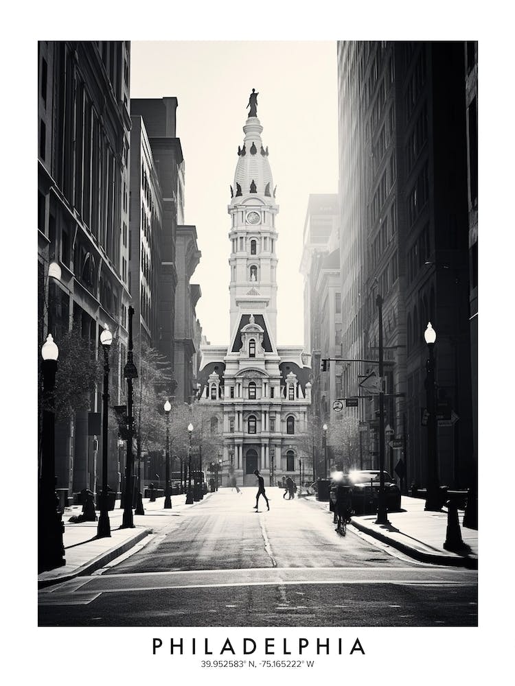 Poster Of Philadelphia, Black And White Analogue Photograph 3