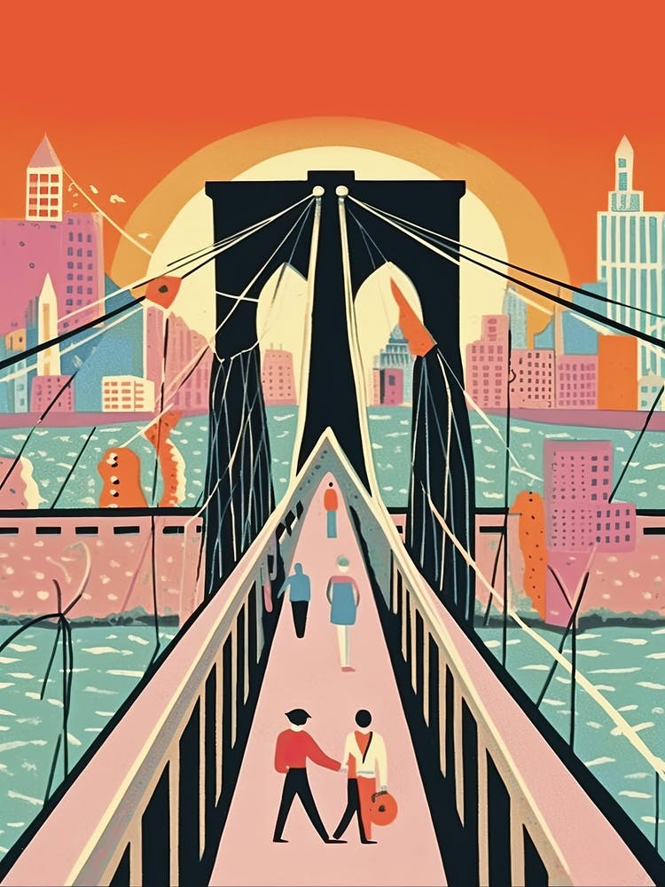 Brooklyn Bridge United States Colourful 2