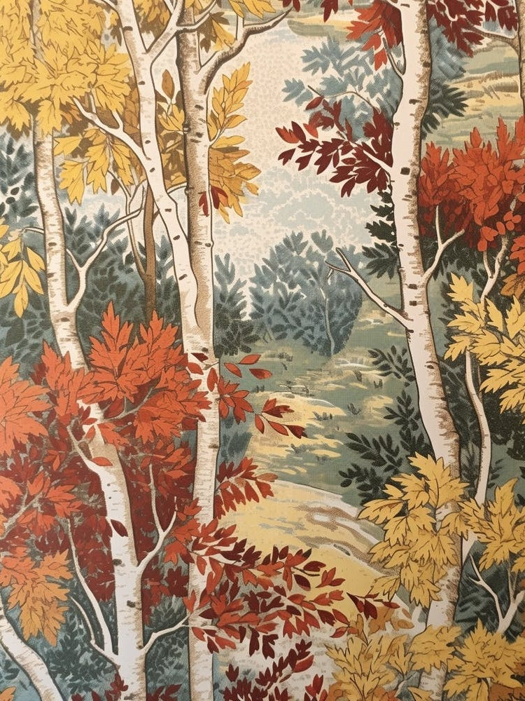 White Birch 1 Vintage Autumn Tree Print 