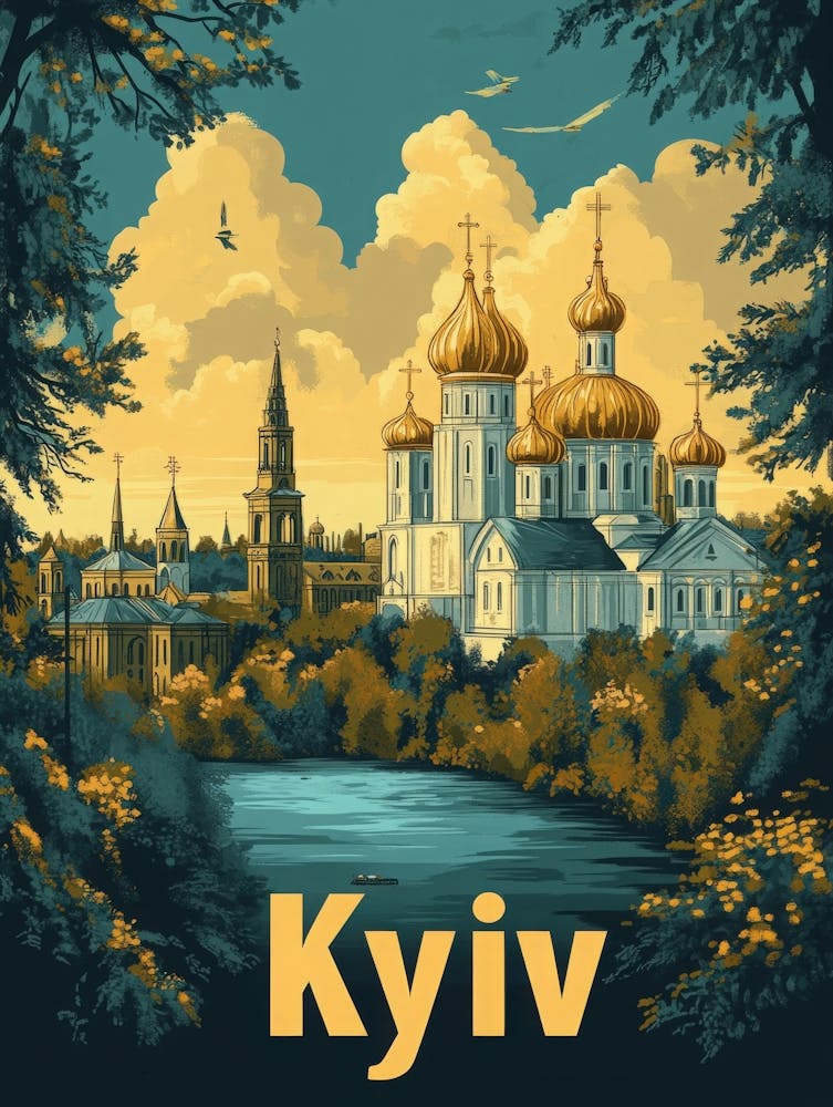 Aihrgdesign A Mid Century Modern Travel Poster For Kyiv 5