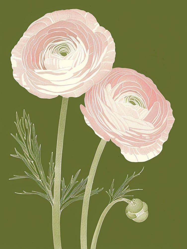 Pink & Green Ranunculus 2