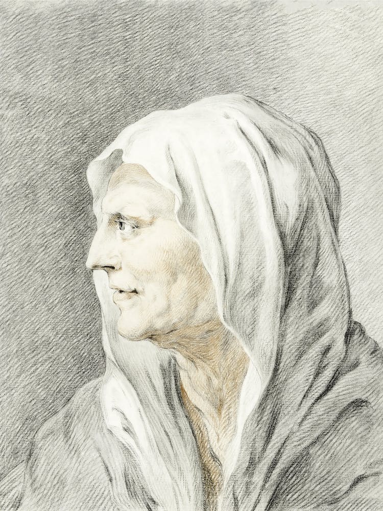 Old Woman With Headscarf, Jean Bernard
