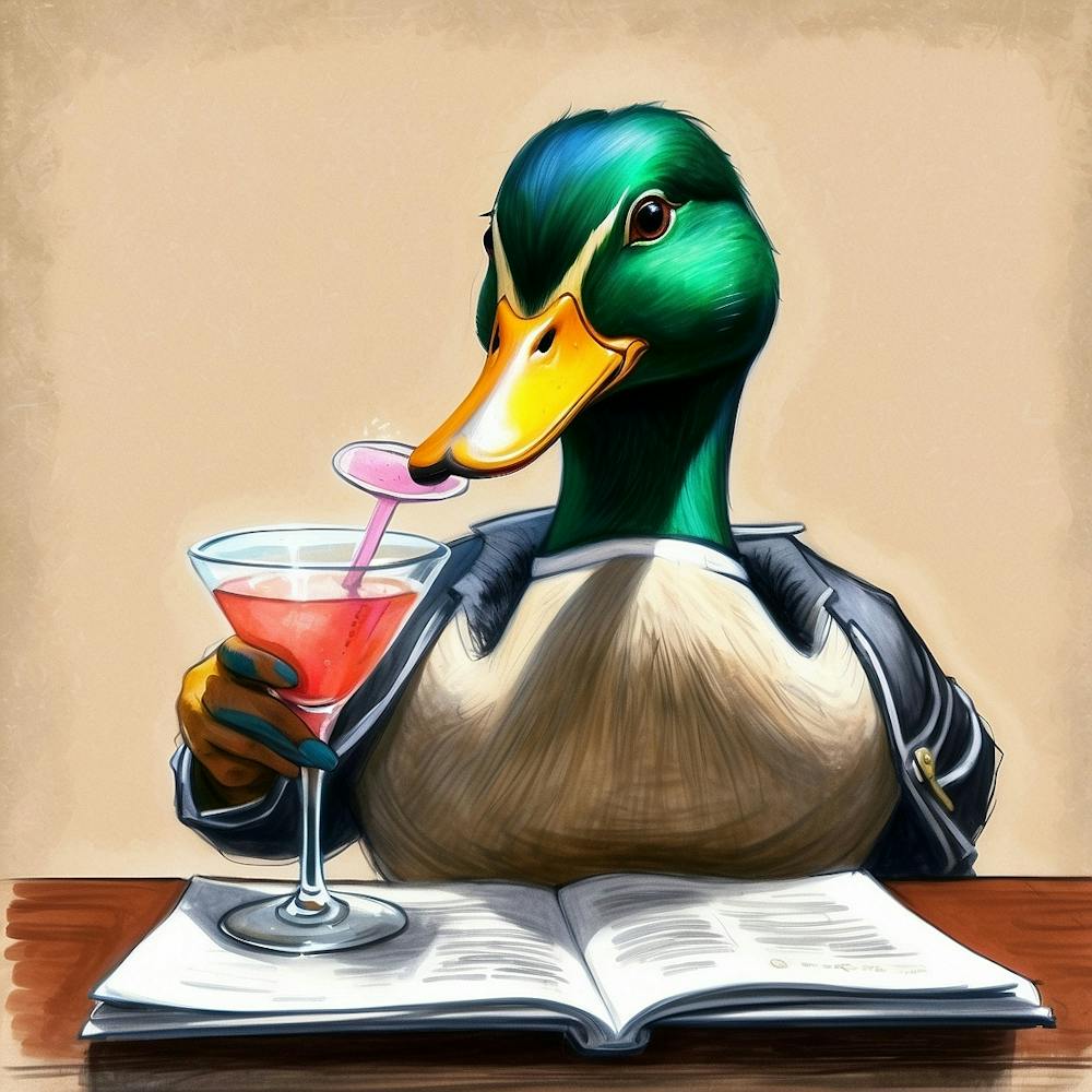 Duck Drinking A Martini
