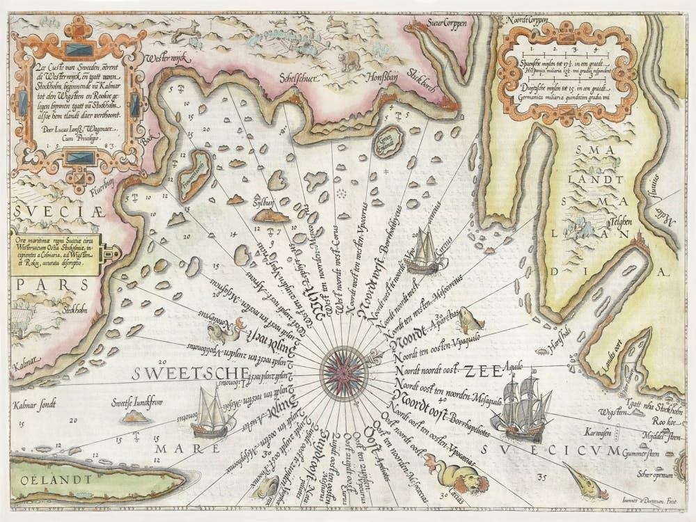 Kaart Van De Kust Van Zweden Tussen Kalmar En Stockholm