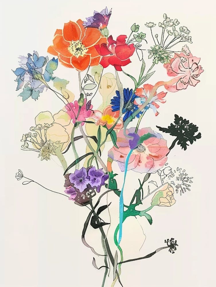 Scabiosa 1 Collage Flower Bouquet