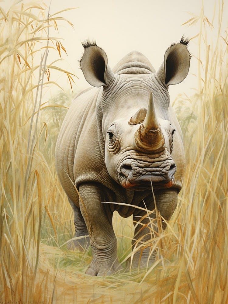 Rhino Walking Through The Landscape Illustration 4