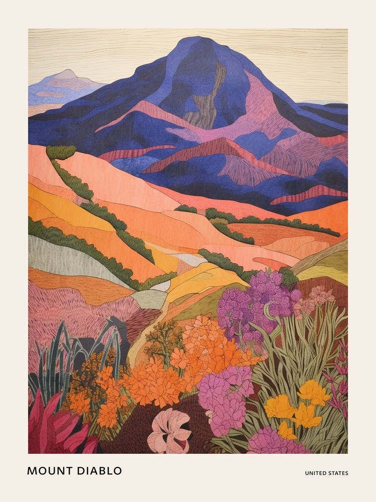 Mount Diablo United States 2 Colourful Mountain Illustration Poster