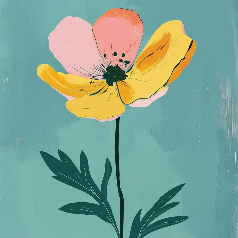 Buttercup Square Flower Illustration