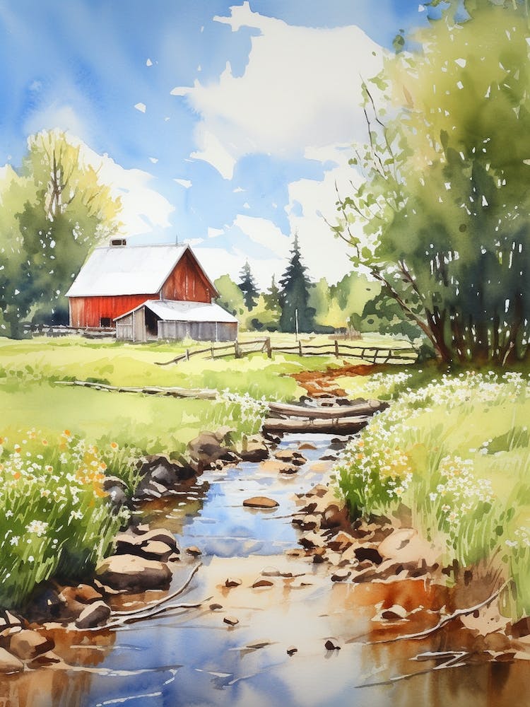 Longhouse Reserve Usa Watercolour Painting