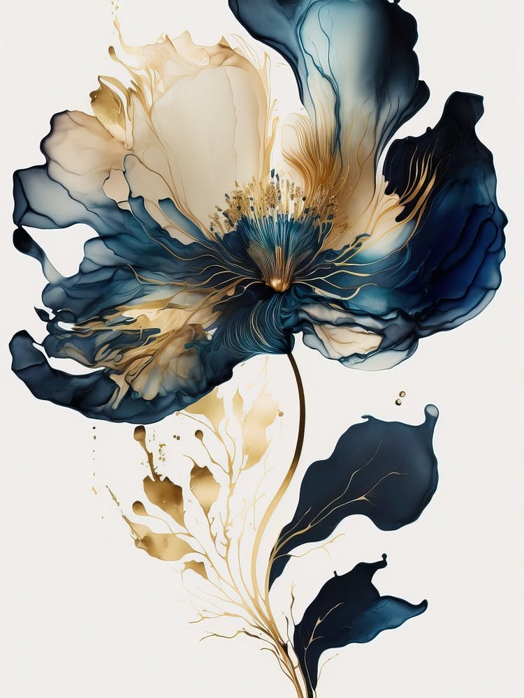 Blue And Gold Flower 1