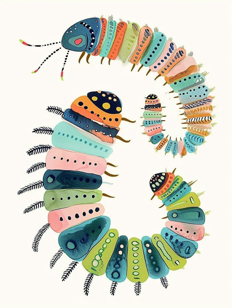 Illustration d'Insecte Coloré Chenille 1
