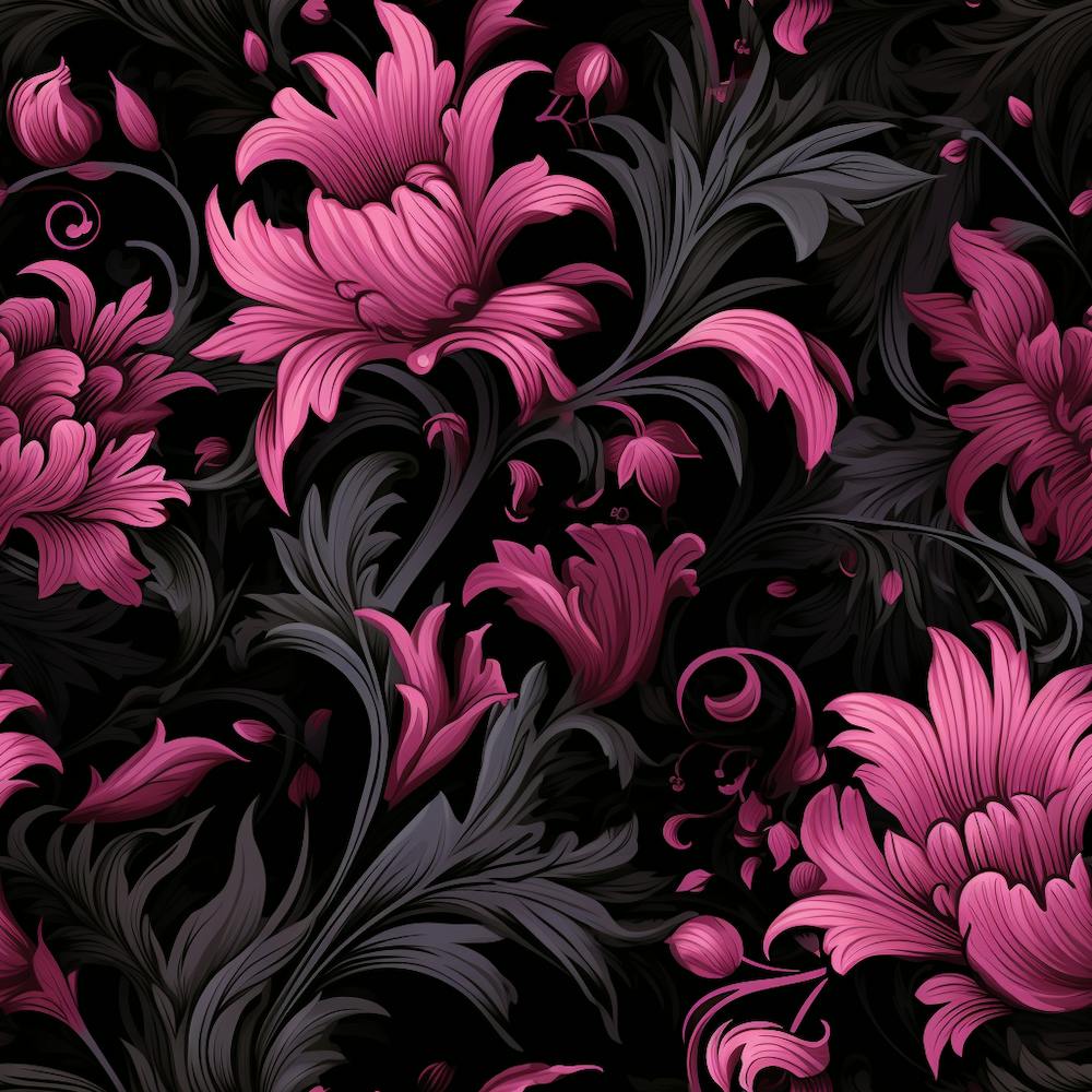 Gothic inspired pink and black floral