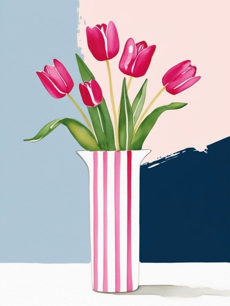 Pink Tulips In A Vase