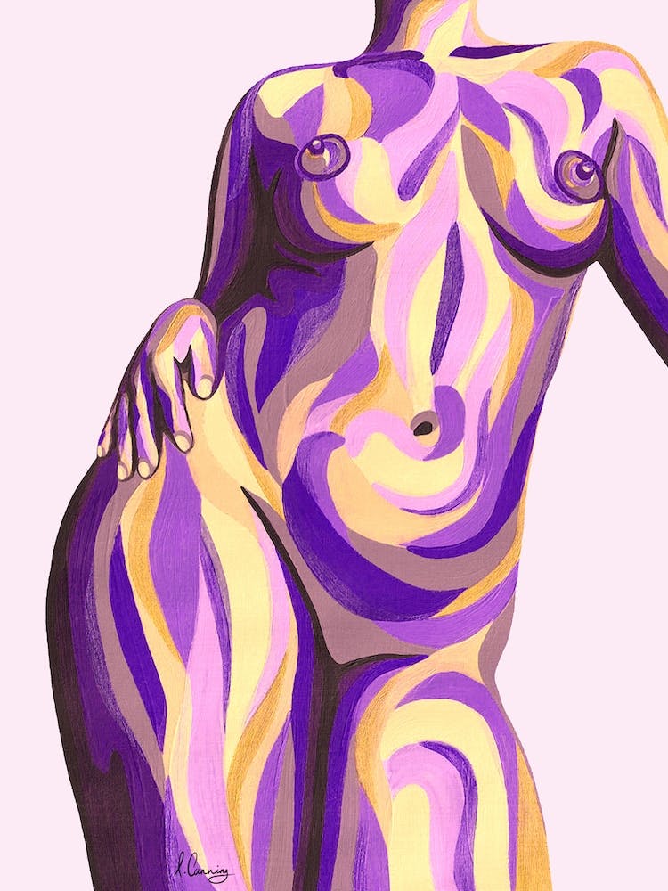 Nude Babe In Lilac And Yellow