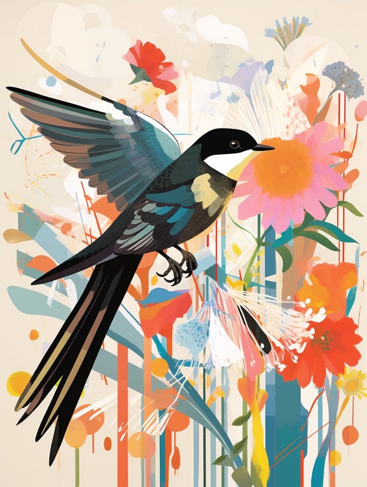Bird Painting Collage Chimney Swift 2