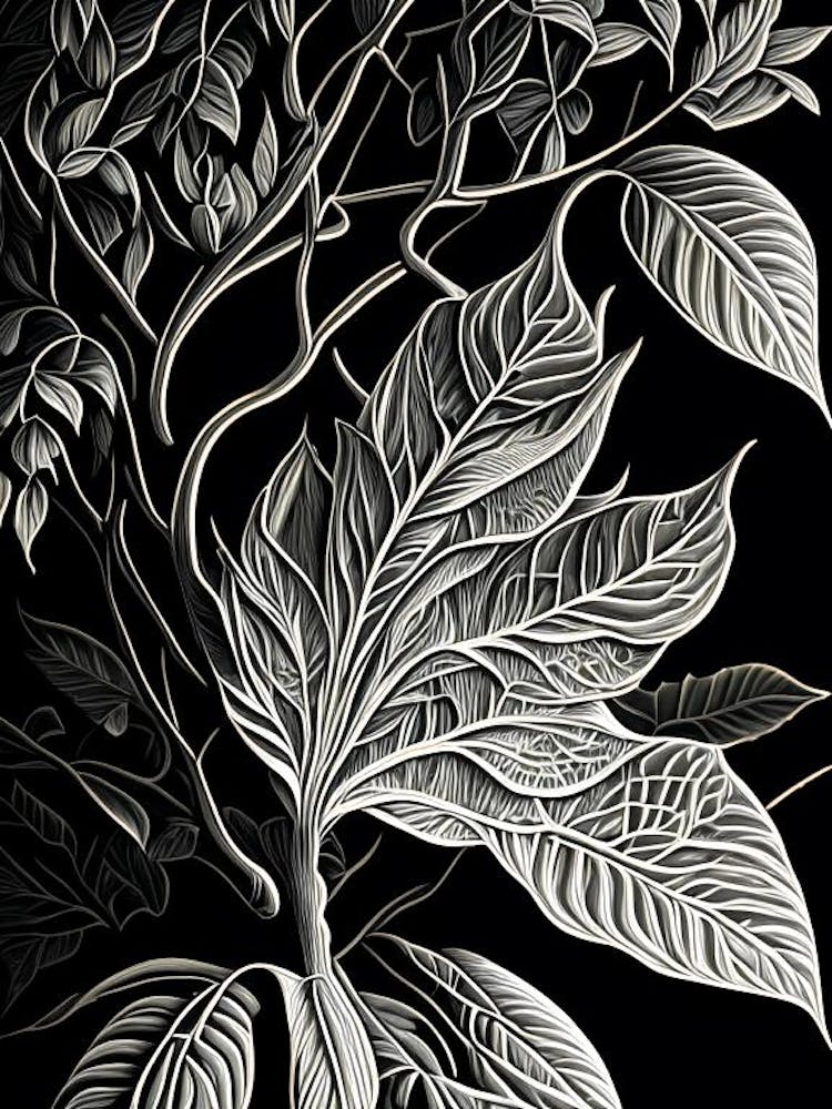 Osage Orange Leaf Linocut 3