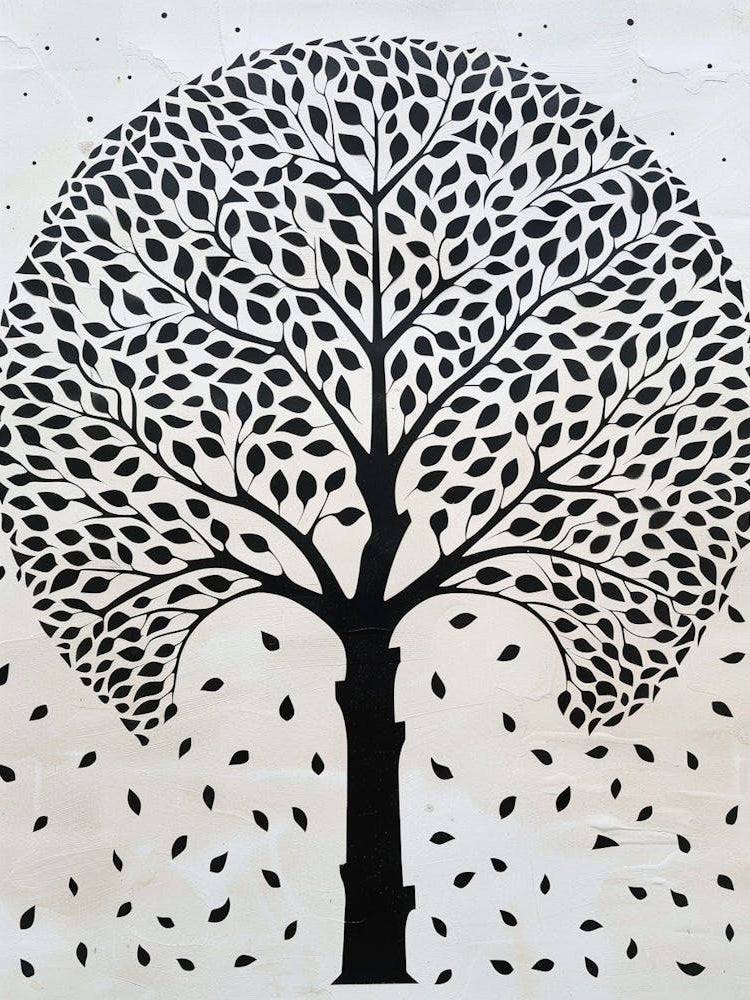 Poplar Tree Simple Geometric Nature Stencil 3