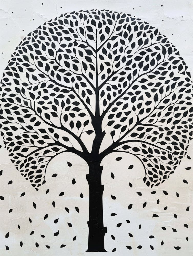 Poplar Tree Simple Geometric Nature Stencil 3