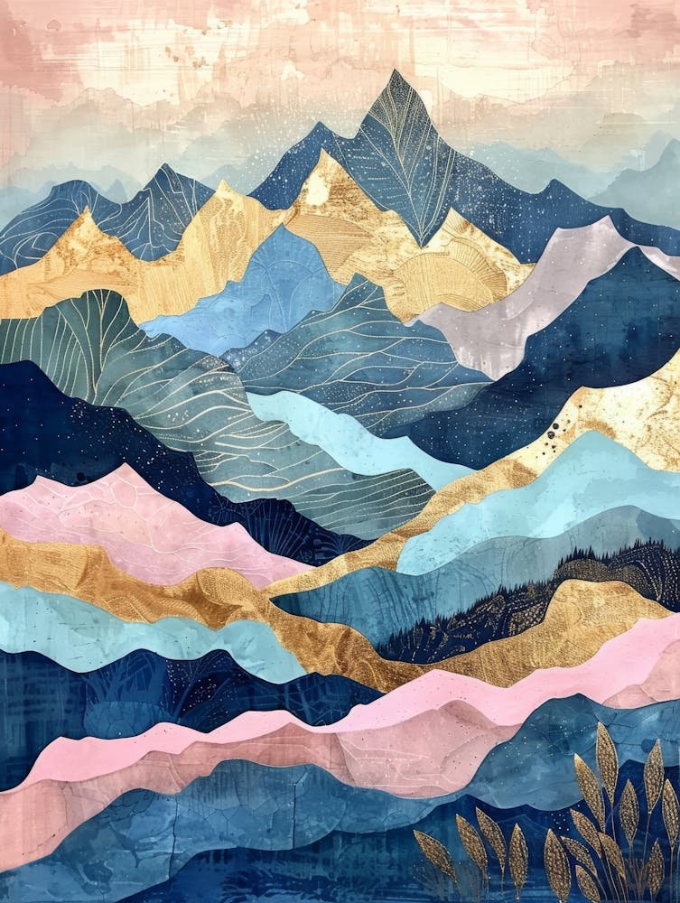 Mountains In Blue And Gold