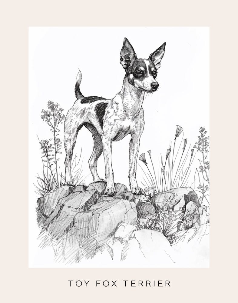 Esquisse au trait de chien Toy Fox Terrier 1 - Affiche