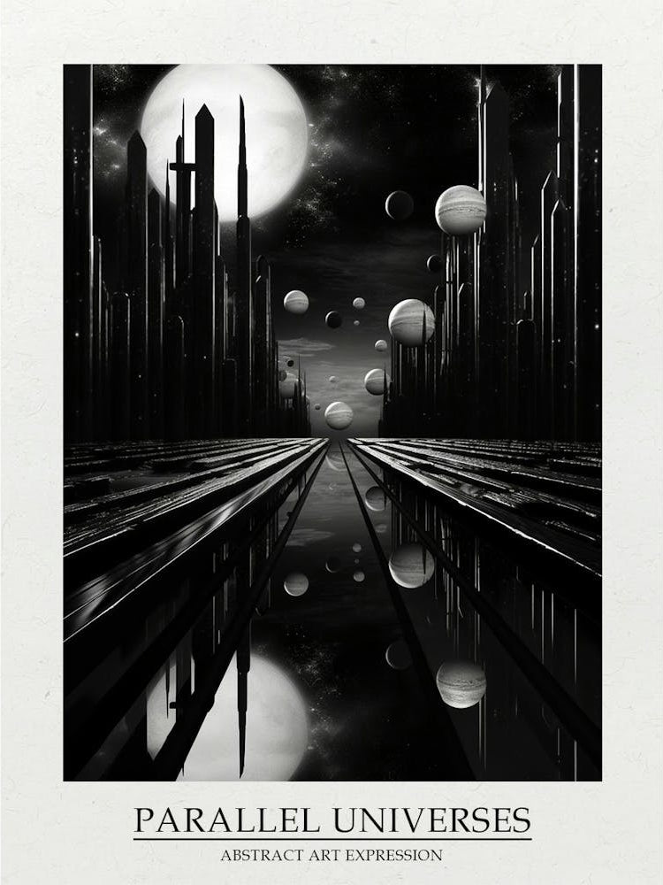 Parallel Universes Abstract Black And White 4 Poster