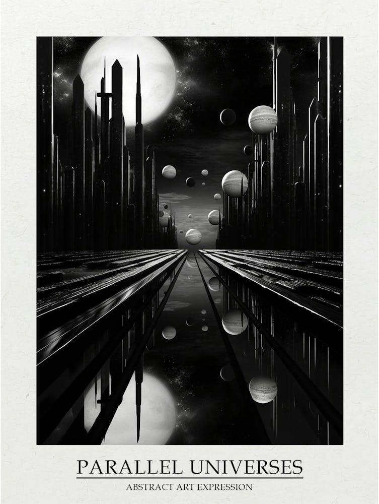 Parallel Universes Abstract Black And White 4 Poster