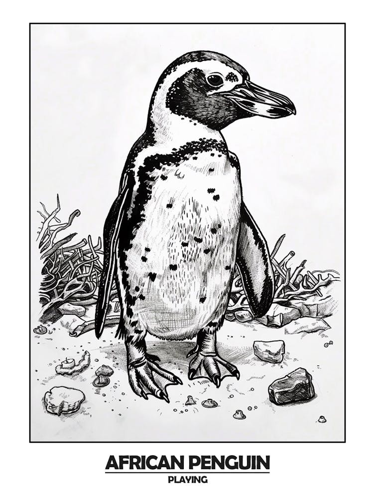 Penguin Playing Poster