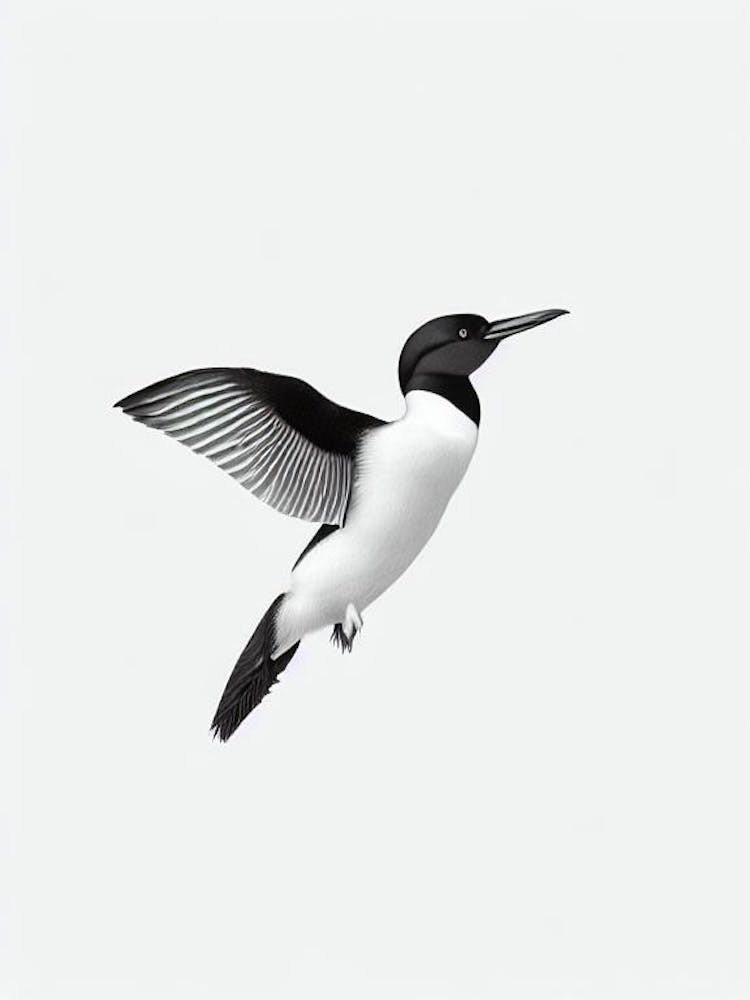 Loon B&W Pencil Drawing 1 Bird