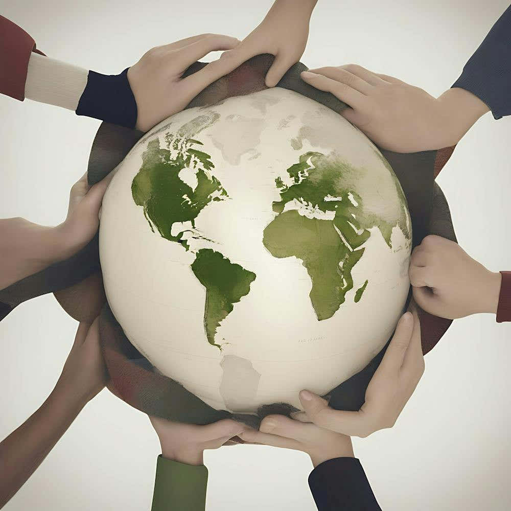 Unity, hands holding the globe