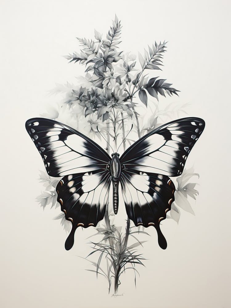 Butterfly, Japanese Brush Painting, Ukiyo E, Minimal 3