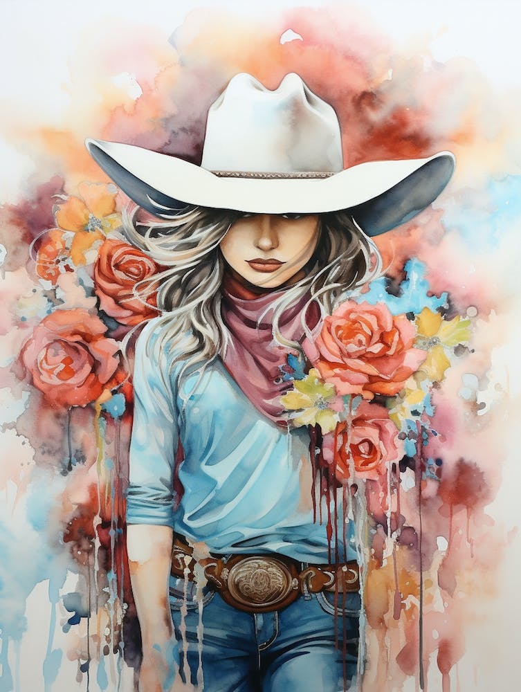 Cowgirl Watercolour Flower 3