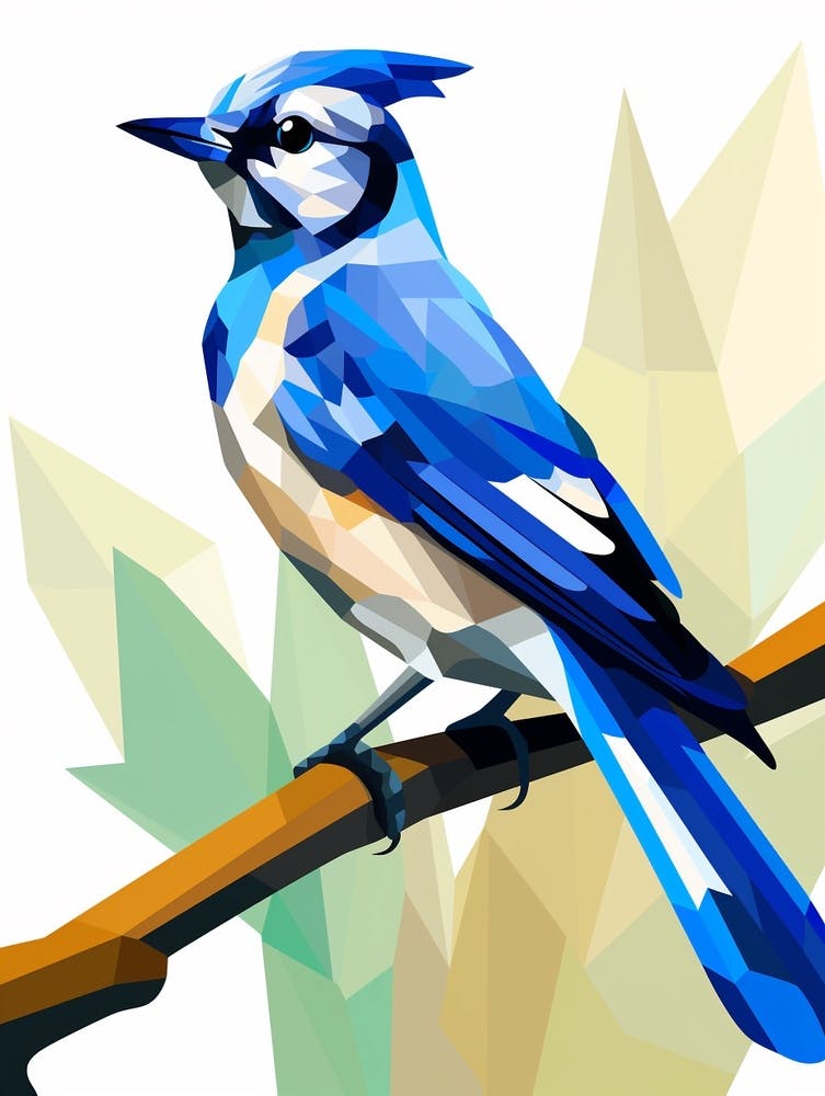 Colourful Geometric Bird Blue Jay 2