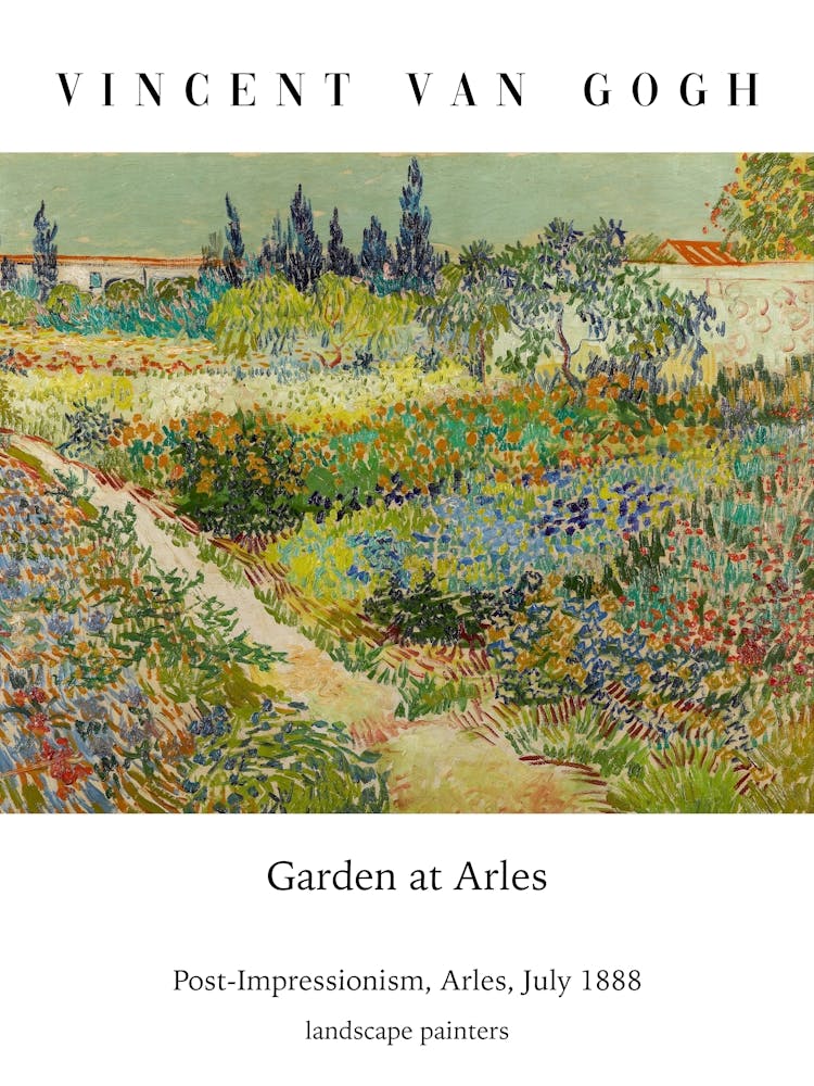 Garten In Arles, Vincent Van Gogh, Typografie-Text, Natur Stillleben Malerei