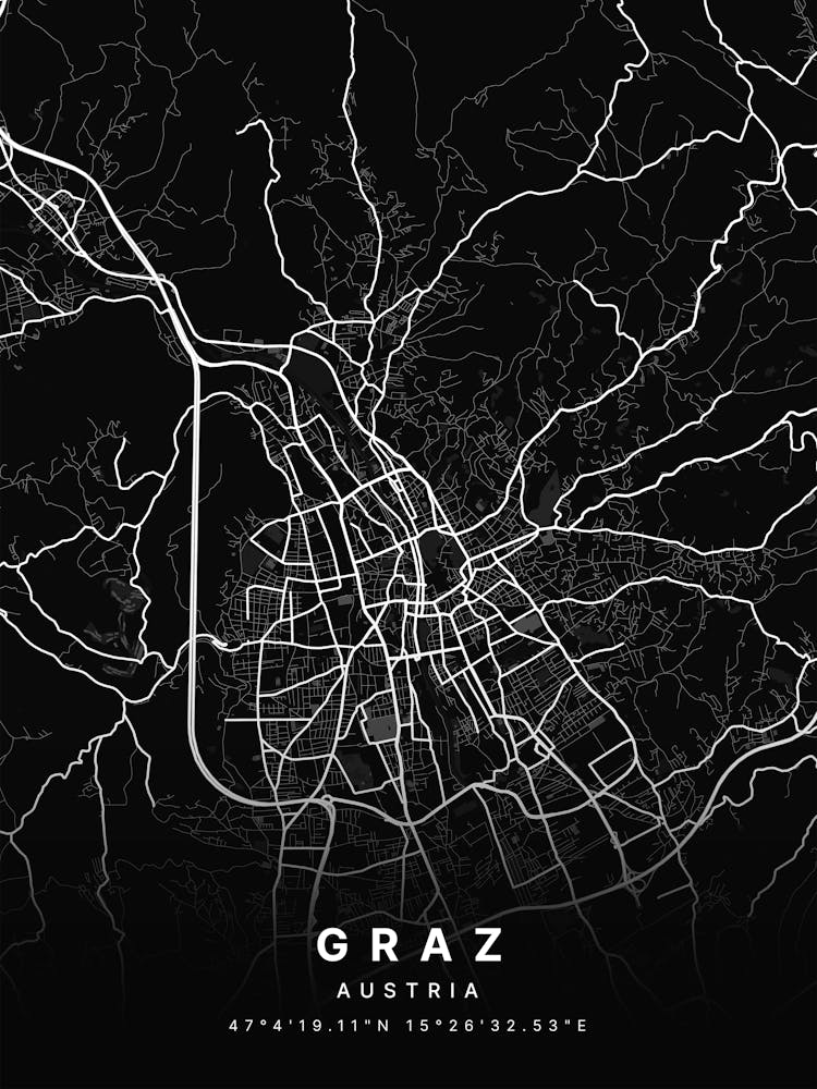 Graz Austria Black Map