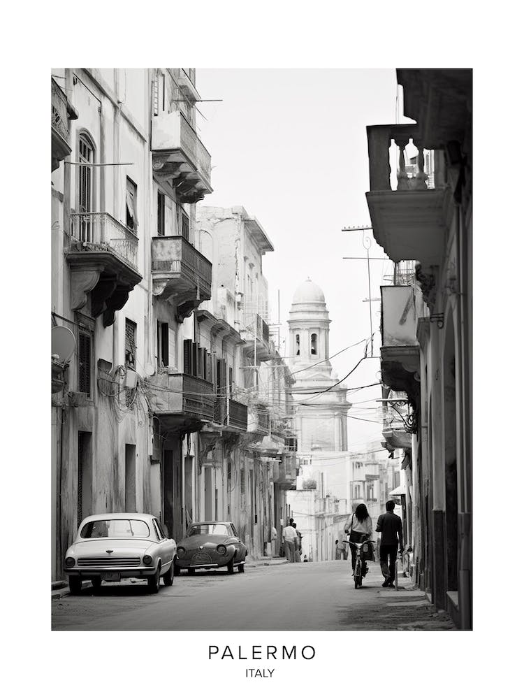 Poster Of Palermo, Italy, Black And White Analogue Photography 1