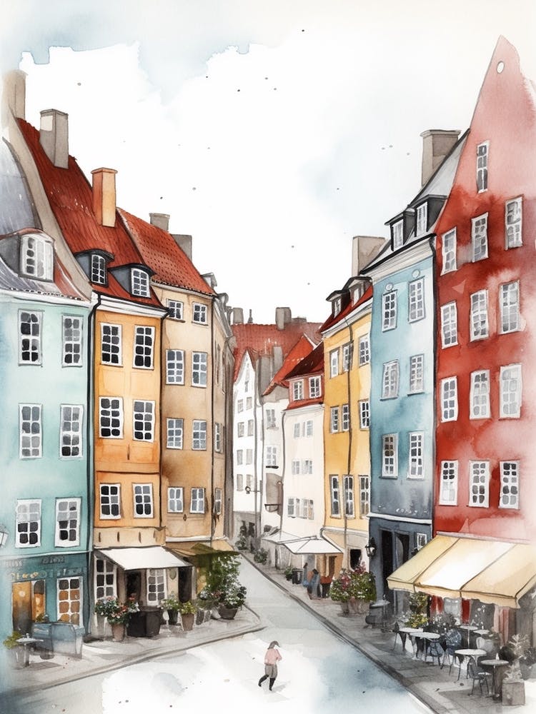 Nyhavn Copenhagen Neighborhood Watercolour 4