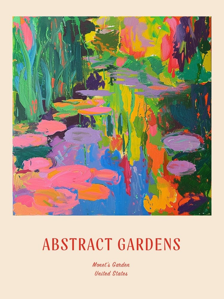 Colourful Gardens Monets Garden Usa 2 Red Poster