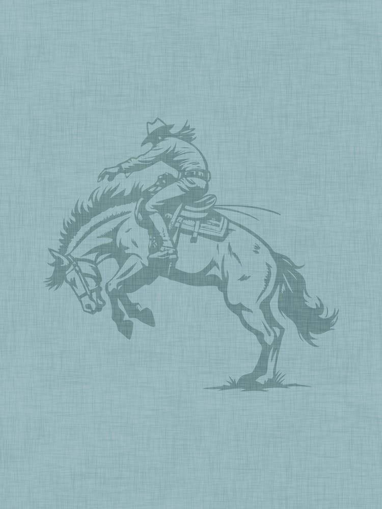 Cowboy On A Bucking Horse Light Blue