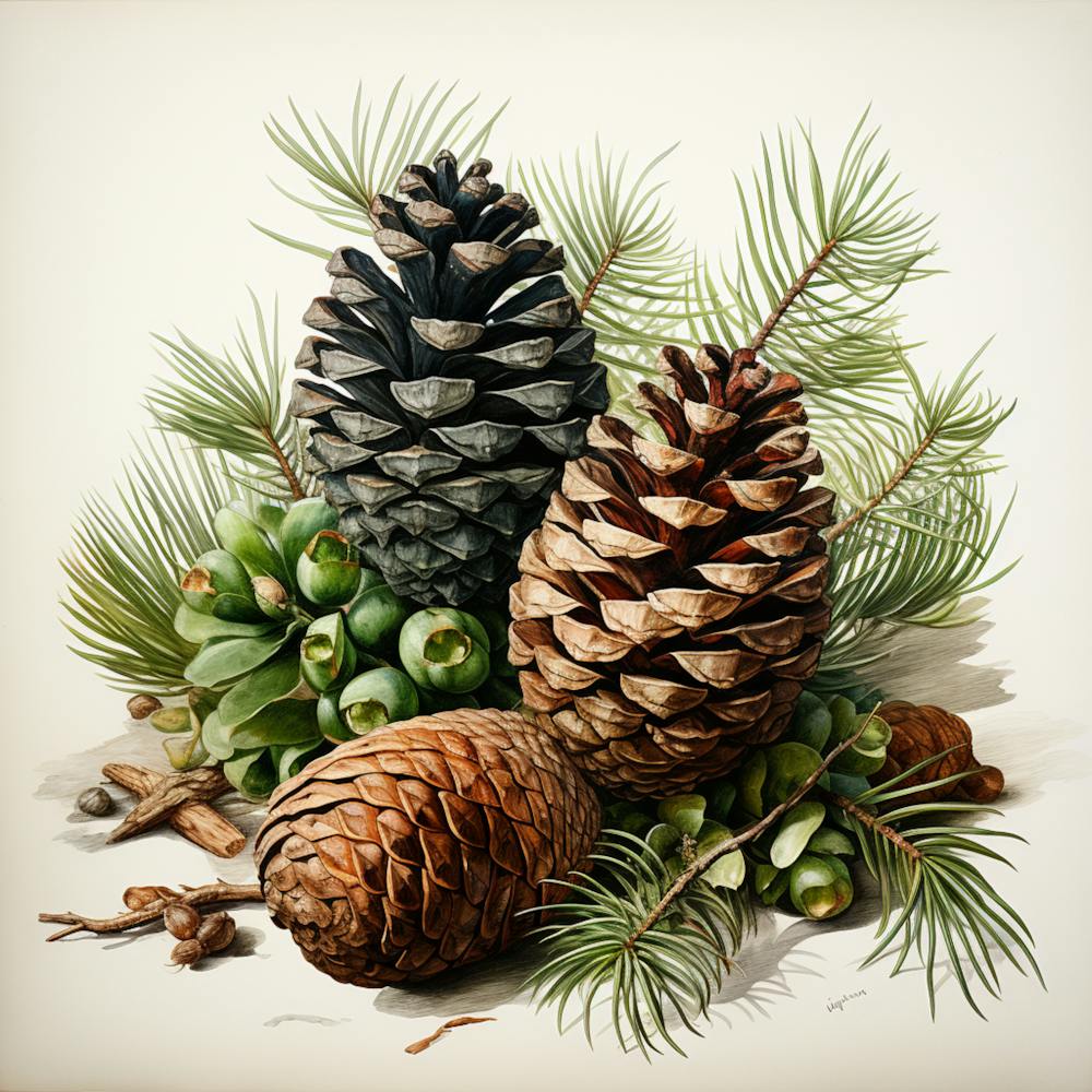 Vintage Pine Cone Botanical Print - Rustic Nature Art - Cottagecore & Farmhouse Wall Decor