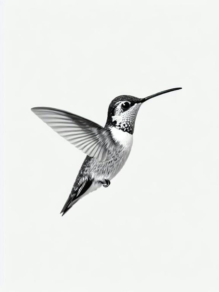 Hummingbird B&W Pencil Drawing 1 Bird