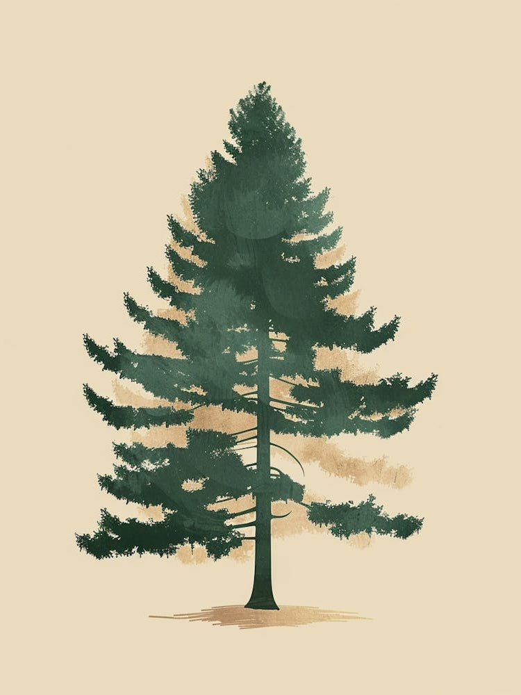 Sequoia Tree Minimal Japandi Illustration 1