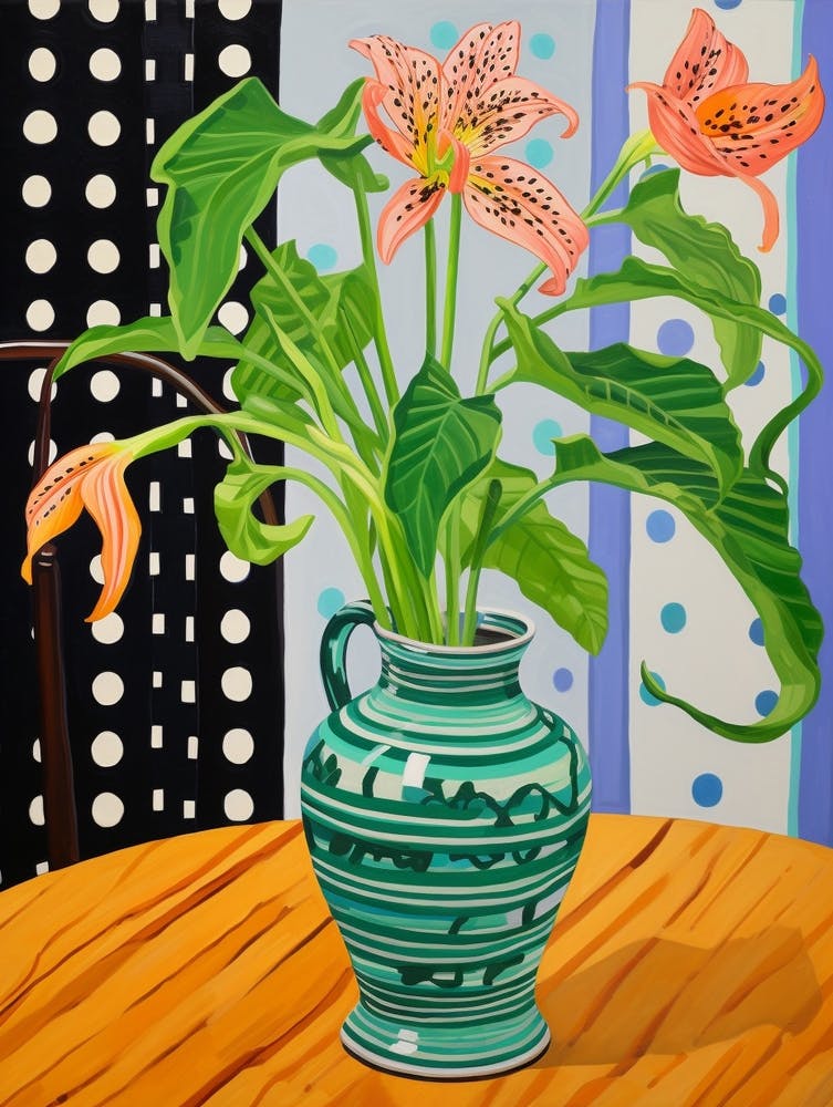 Flowers In A Vase Still Life Painting Gloriosa Lily 1