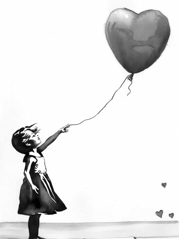 Little Girl With Heart Balloon 1