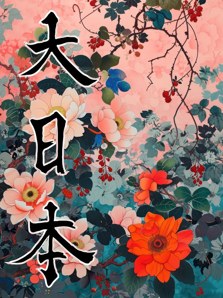 Great Japan Hokusai Poster Japanese Flowers 7