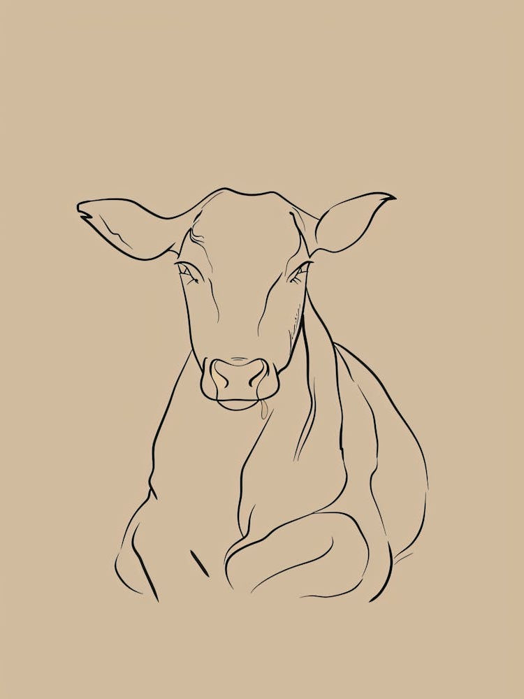 Cow - Boho, Line Art