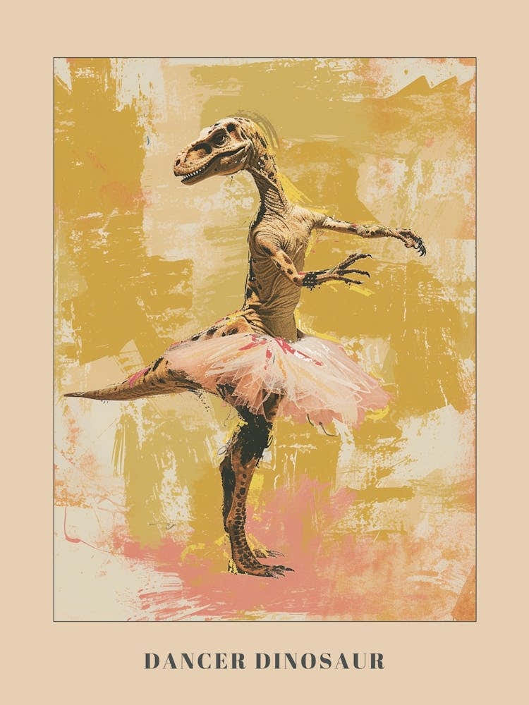 Dinosaur Dancing In A Tutu Pastels 3 Poster