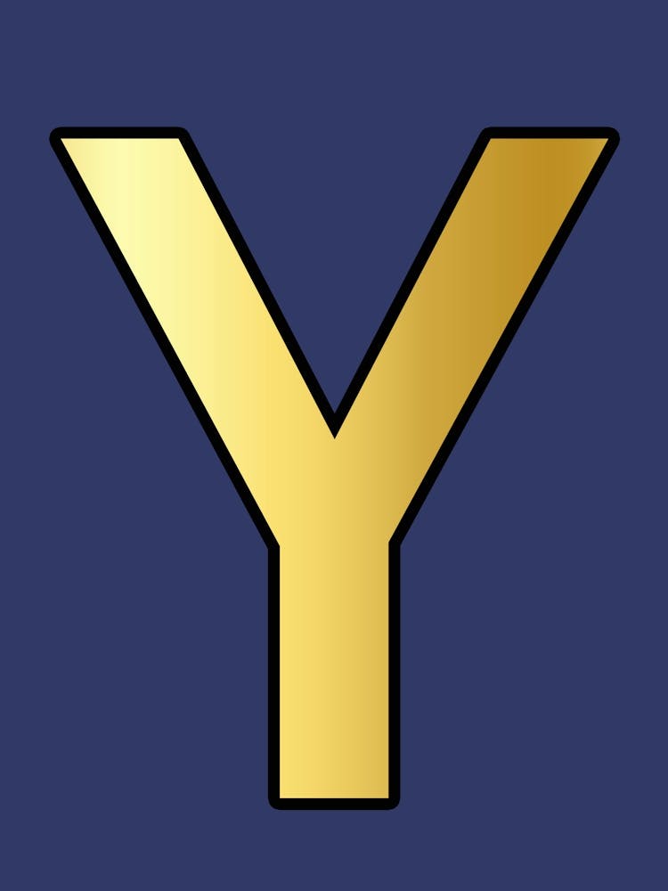 Letter Y Gold Alphabet Deep Blue