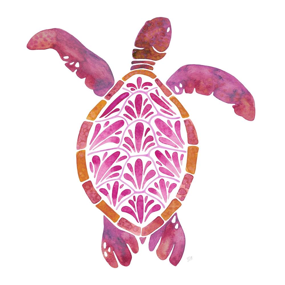 Sea Turtle Pink Square
